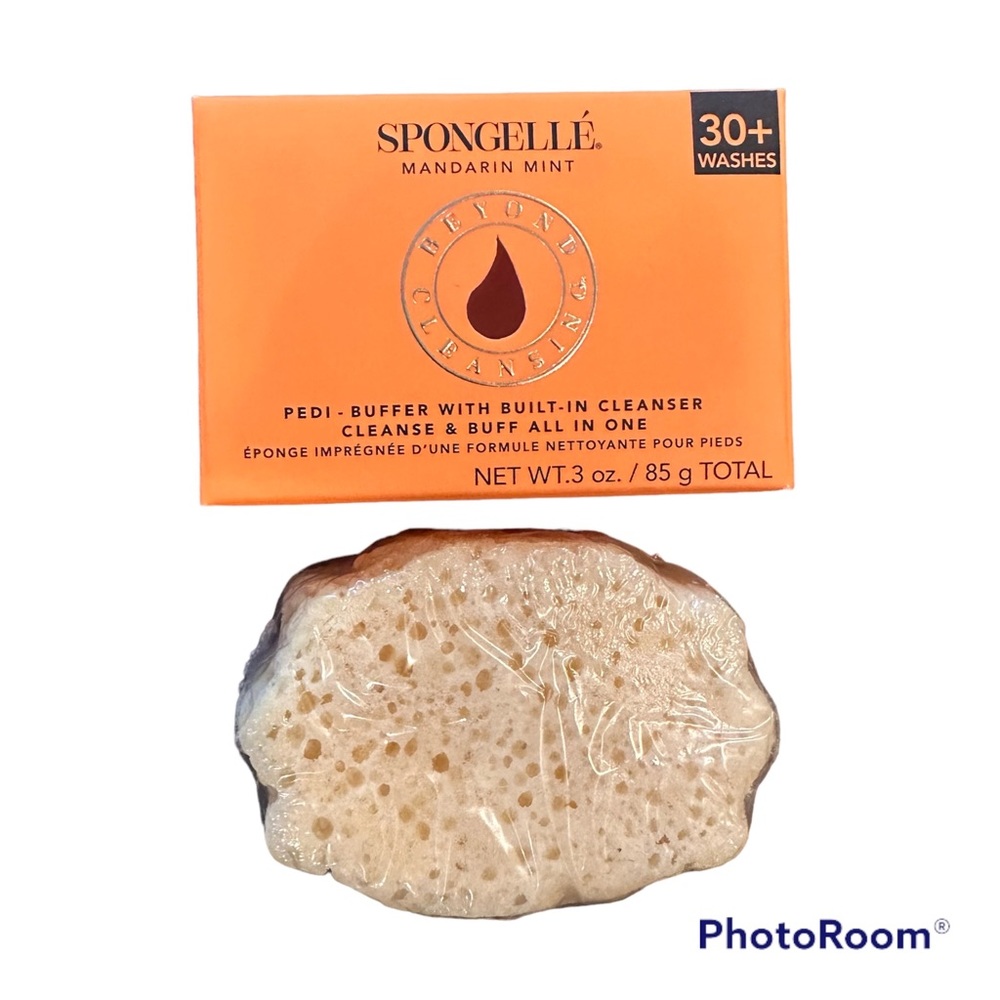 SPONGELLE PEDI-BUFFER WITH BUILT-IN CLEANSER - MANDARIN MINT